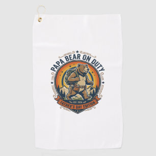 Father Day Papa Bear On Duty Shirt Funny Animal Da Golf Towel