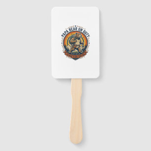 Father Day Papa Bear On Duty Shirt Funny Animal Da Hand Fan