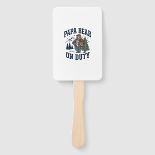 Father Day Papa Bear On Duty Shirt Funny Animal Da Hand Fan