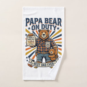 Father Day Papa Bear On Duty Shirt Funny Animal Da Hand Towel
