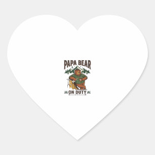 Father Day Papa Bear On Duty Shirt Funny Animal Da Heart Sticker