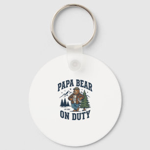 Father Day Papa Bear On Duty Shirt Funny Animal Da Keychain