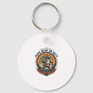 Father Day Papa Bear On Duty Shirt Funny Animal Da Keychain