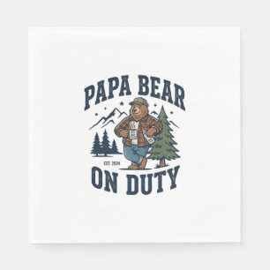 Father Day Papa Bear On Duty Shirt Funny Animal Da Napkin