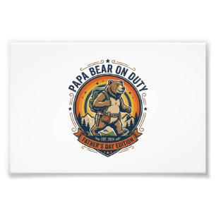 Father Day Papa Bear On Duty Shirt Funny Animal Da Photo Print