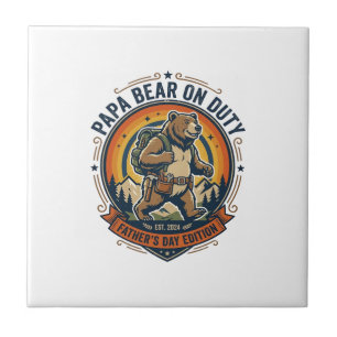 Father Day Papa Bear On Duty Shirt Funny Animal Da Tile