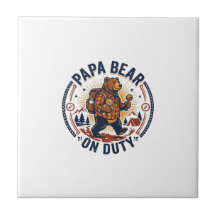 Father Day Papa Bear On Duty Shirt Funny Animal Da Tile