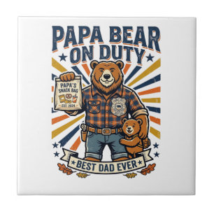 Father Day Papa Bear On Duty Shirt Funny Animal Da Tile