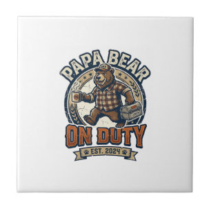 Father Day Papa Bear On Duty Shirt Funny Animal Da Tile