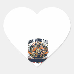 Father Day Repair Dad Shirt Ask Your Dad He Fixes  Heart Sticker