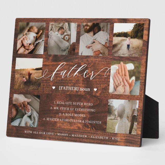 Father Dictionary Definition Wood Photo Collage Plaque
