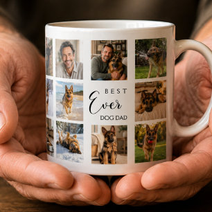 Father dog dad photo collage white black coffee mug
