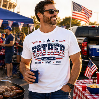 Father Est 2026 USA Patriotic Flag Custom Kid Name T-Shirt