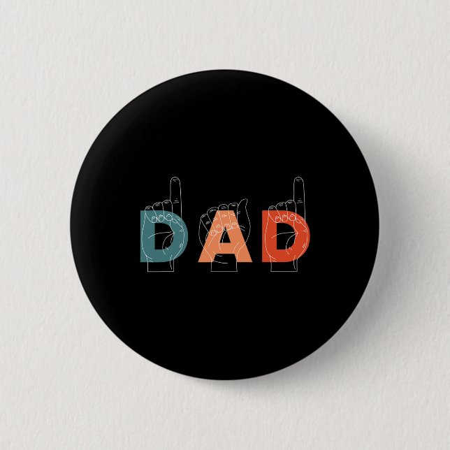 Father Father's Day Deaf-mute Sign-language  2 Inch Round Button (Front)