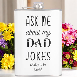 Father Funny Dad Black White Quote Hip Flask