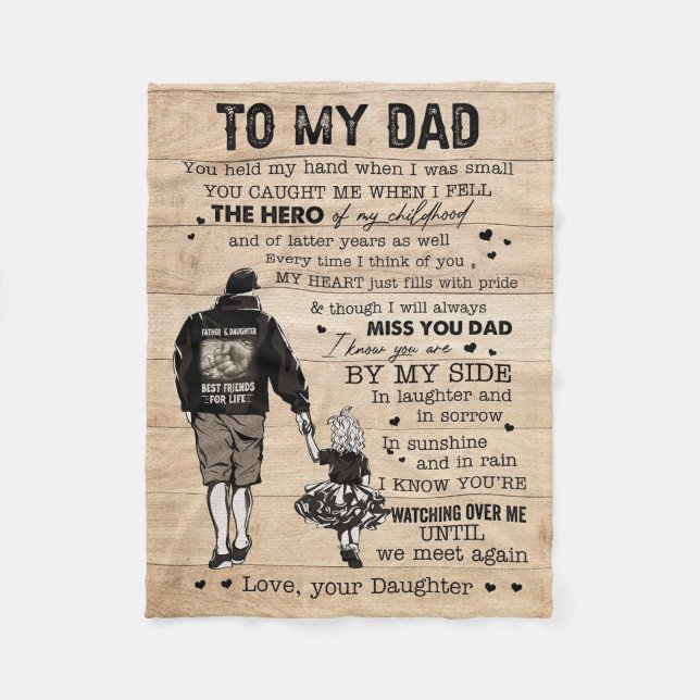 Father Gift To My Dad My Hero Fleece Blanket (Front)