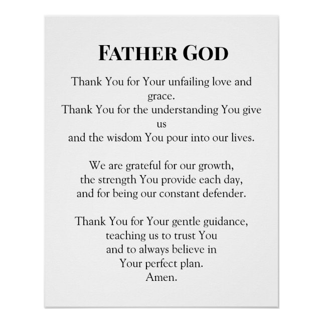 Father God Everyday Prayer Poster (Front)