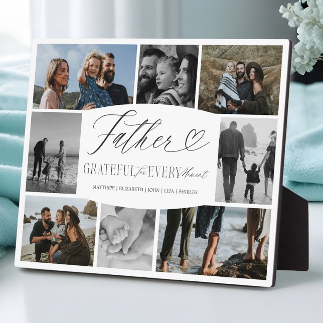 Father Grateful for Every Moment Photo Collage Plaque (Father Grateful for Every Moment Photo Collage Plaque)