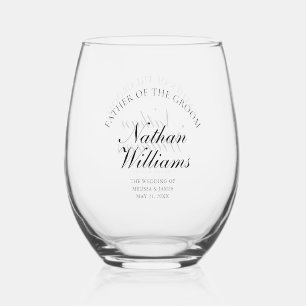 Father Groom Classic Typography Wedding Stemless Wine Glass
