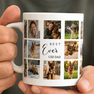 Father GSD dog dad photo collage white black Coffee Mug