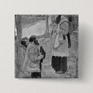 Father Hennepin Celebrating Mass 2 Inch Square Button