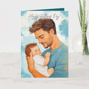 Father holding child and custom Message inside Card
