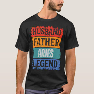 Father Husband ARIES Legend Proud Dad  Retro Papa T-Shirt