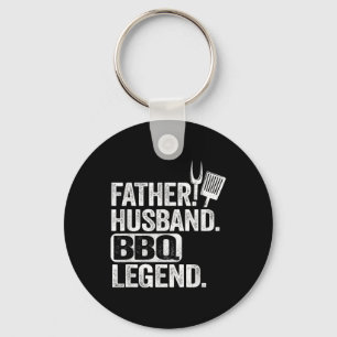Father Husband Bbq Legend Grillfather Smoking Meat Keychain