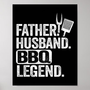 Father Husband Bbq Legend Grillfather Smoking Meat Poster