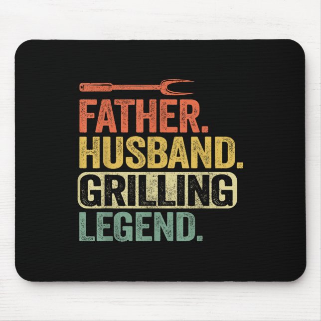 Father Husband Grilling Legend Barbecue Funny Pig  Mouse Pad (Front)