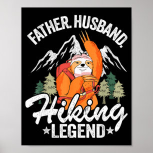 Father husband hiking legend sloth hiker retro poster