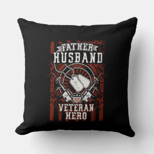 Father, Husband, Veteran Hero Throw Pillow