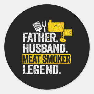 Father Husnd Meat Smoker Legend Grilling Dad Meat Classic Round Sticker