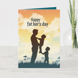 Father I kids silhouette Fathers day Folded card