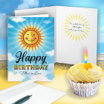 Father in Law Birthday Card<br><div class="desc">Make your Father-in-Law feel special on his birthday by sending him this cheerful smiling decorative yellow and orange sun floating in the blue sky with clouds. Inside text says "The sun started shining just a little brighter on the day you were born."</div>