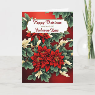 Father in Law Christmas Poinsettias Holiday Card