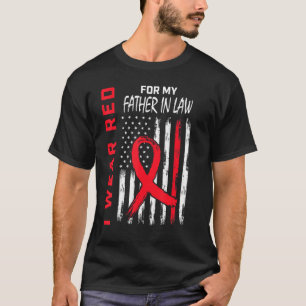 Father In Law Heart Disease Awareness Flag Matchin T-Shirt