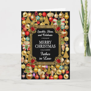 Father in Law Merry Christmas with Ornaments Holiday Card