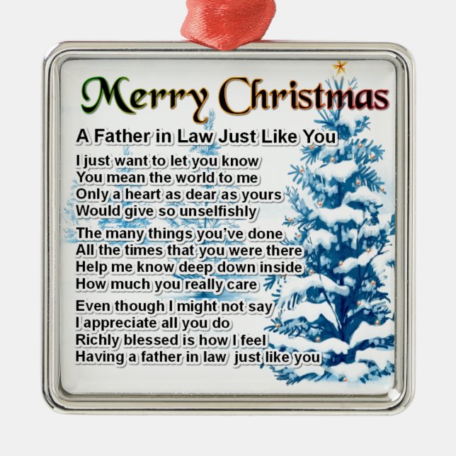 Father in Law Poem - Christmas Design Metal Ornament (Front)