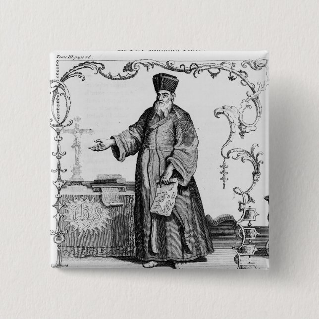 Father Matteo Ricci 2 Inch Square Button (Front)