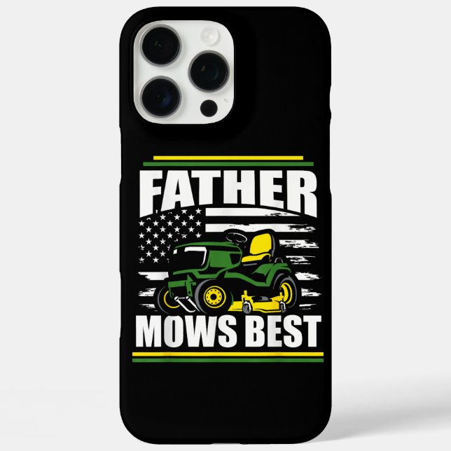 Father Mows Best Funny Lawn Mower American Flag Fa Case-Mate iPhone Case (Back)