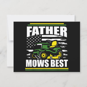 Father Mows Best Funny Lawn Mower American Flag Fa Postcard