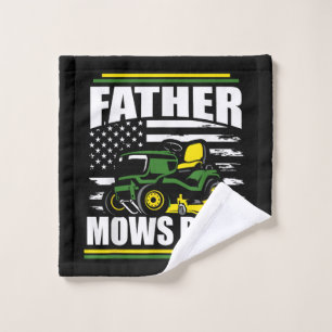 Father Mows Best Funny Lawn Mower American Flag Fa Wash Cloth