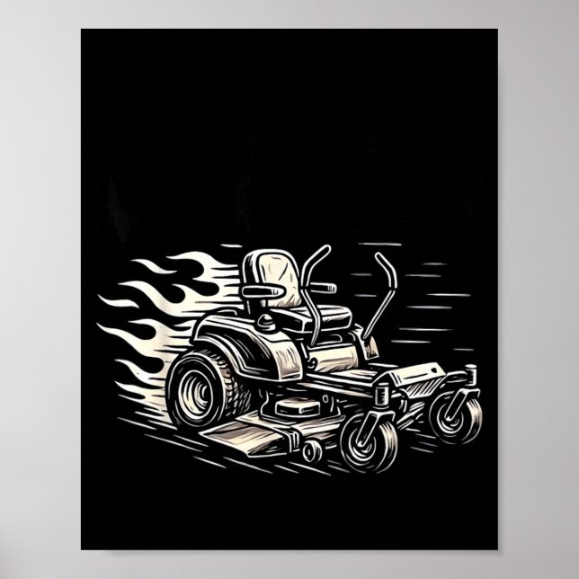 Father Mows Best Funny Riding Mower Retro Mowing D Poster (Front)