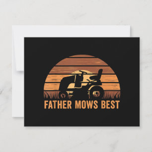 Father Mows Best Lawn Care Dad Mowing Gardener Fat Holiday Card