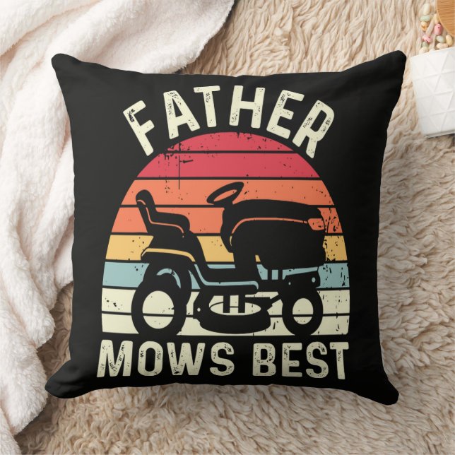 Father Mows Best Throw Pillow (Blanket)