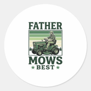 Father Mows Best Vintage Lawn Mower Shirt Design_1 Classic Round Sticker