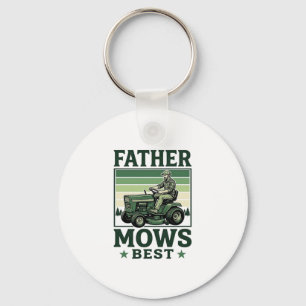 Father Mows Best Vintage Lawn Mower Shirt Design_1 Keychain