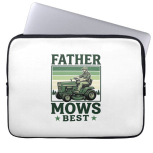 Father Mows Best Vintage Lawn Mower Shirt Design_1 Laptop Sleeve