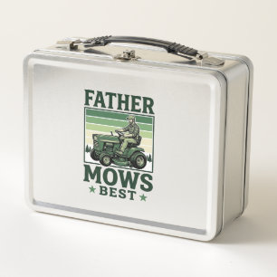 Father Mows Best Vintage Lawn Mower Shirt Design_1 Metal Lunch Box